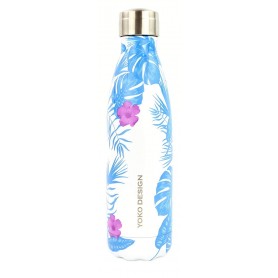 BOUTEILLE 500ML ISOTHERME "TROPICAL" JUNGLE BLEU _